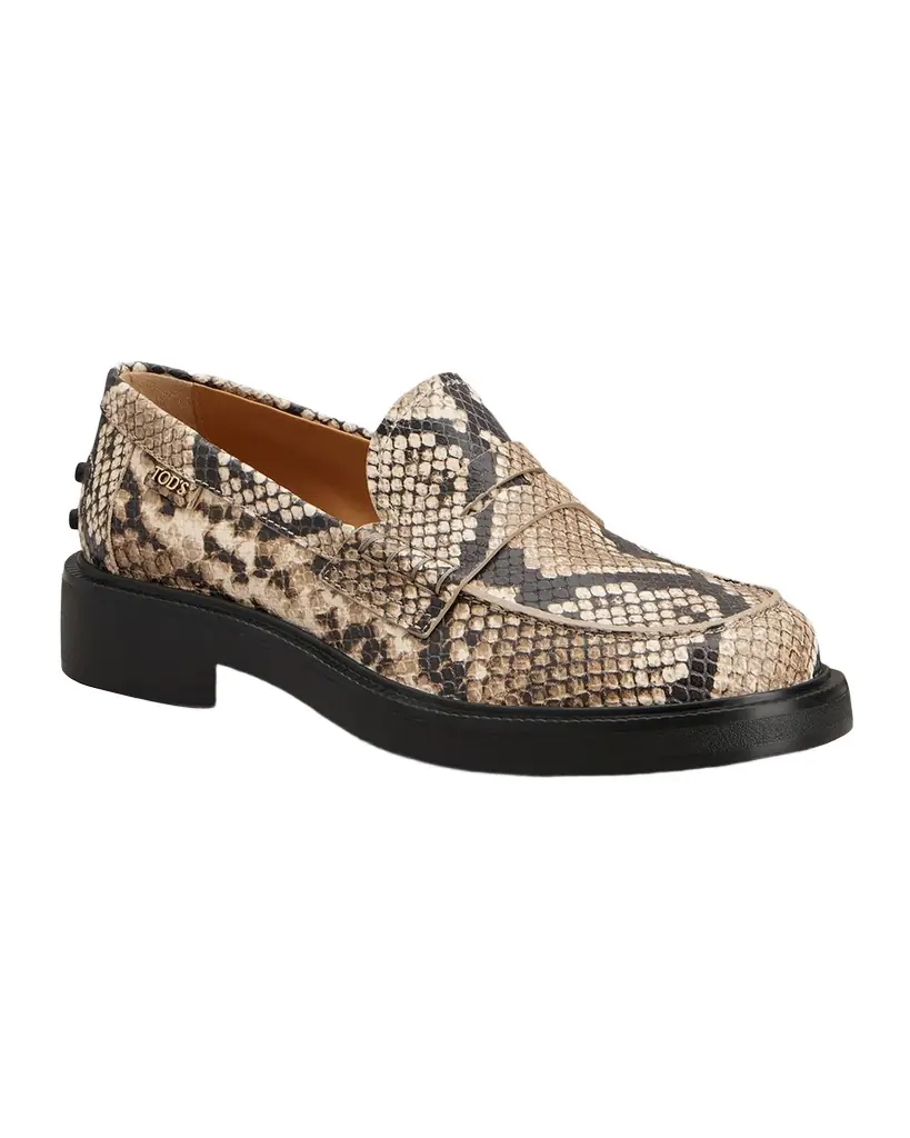 Tod 's Snake-Printed Leather Loafers