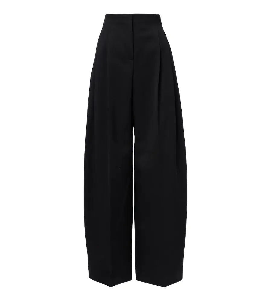 Mugler Pleated virgin wool wide-leg pants - Women's Clothing