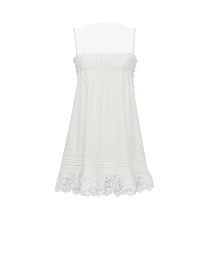 Yves Saint Laurent A-line dress in embroidered cotton poplin - Women's Clothing
