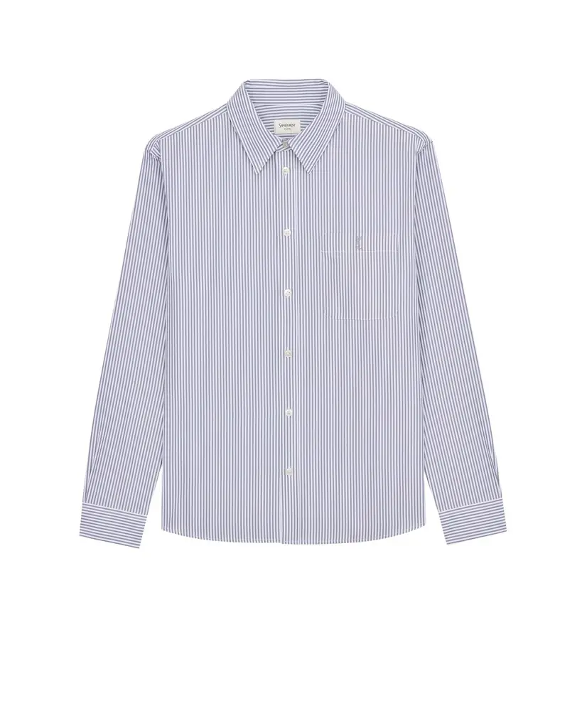 Yves Saint Laurent CASSANDRE shirt in striped cotton poplin - Women's Clothing