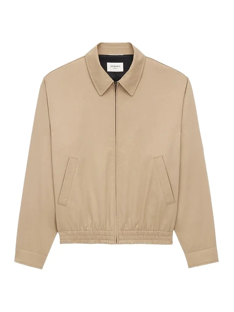 Saint Laurent Men's Short Jacket in Cotton Serge - Beige Coquille