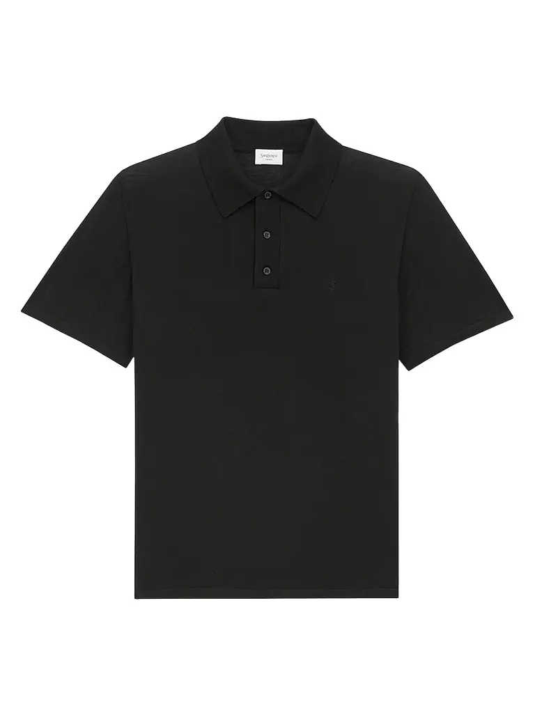 Saint Laurent Men's Cassandre Polo Shirt n Wool - Black