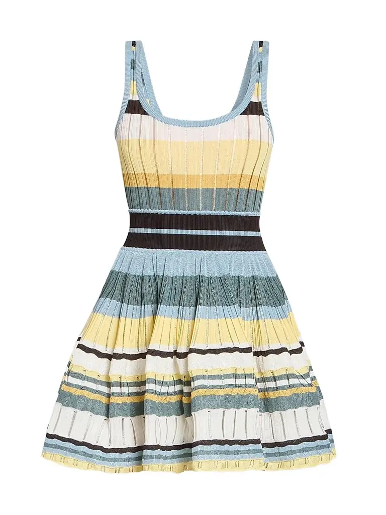 Alaïa Women's Crinoline Stripe Rib-Knit Mini Dress - Women's Clothing