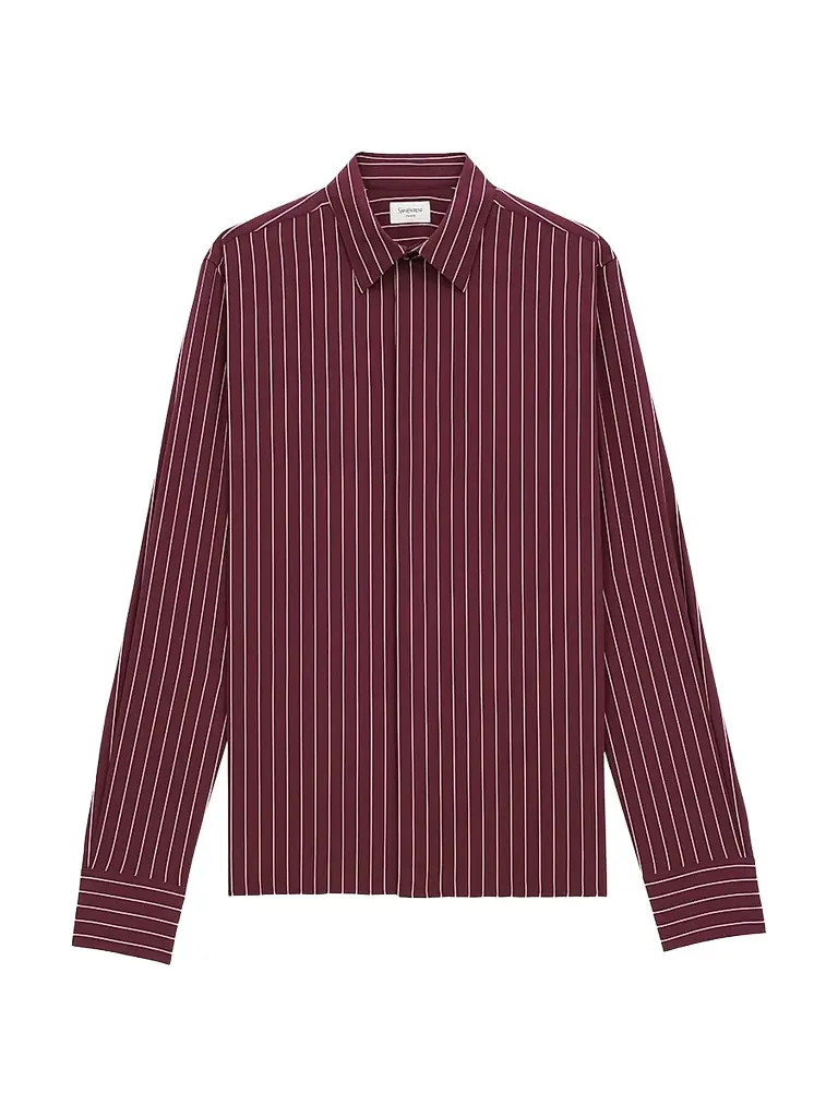 Saint Laurent Men's Striped Shirt - Bordeaux