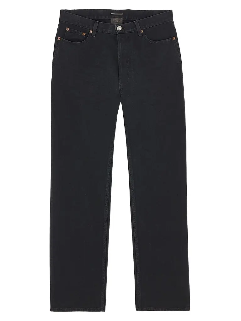 Saint Laurent Men's Tapered High-Rise Jeans - Old Black - Women's Clothing