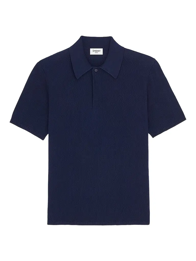 Saint Laurent Men's Polo Shirt in Cotton - Bleu Marine