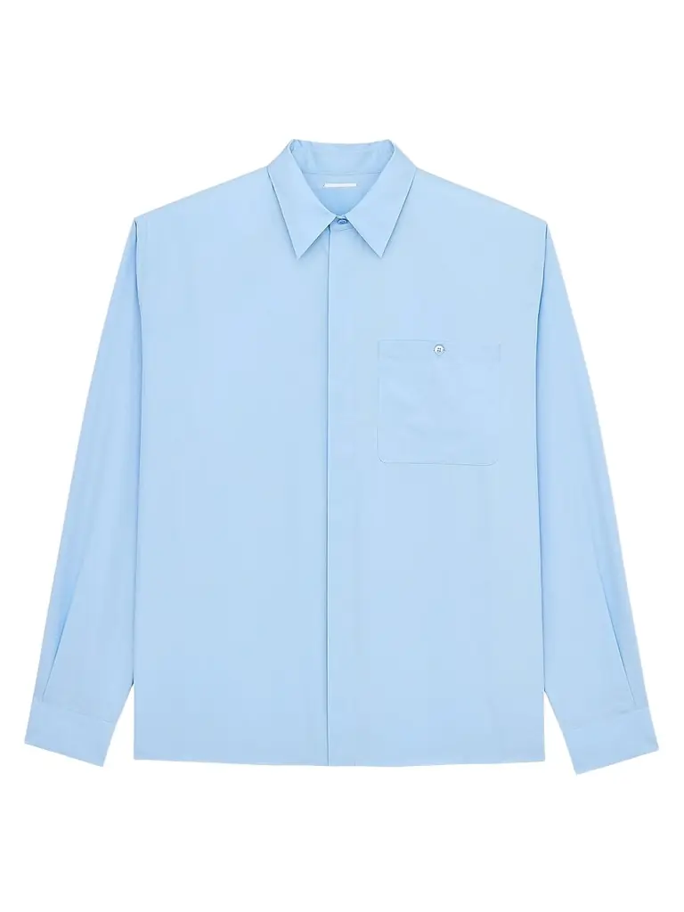 Saint Laurent Men's Shirt in Cotton Poplin - Bleu