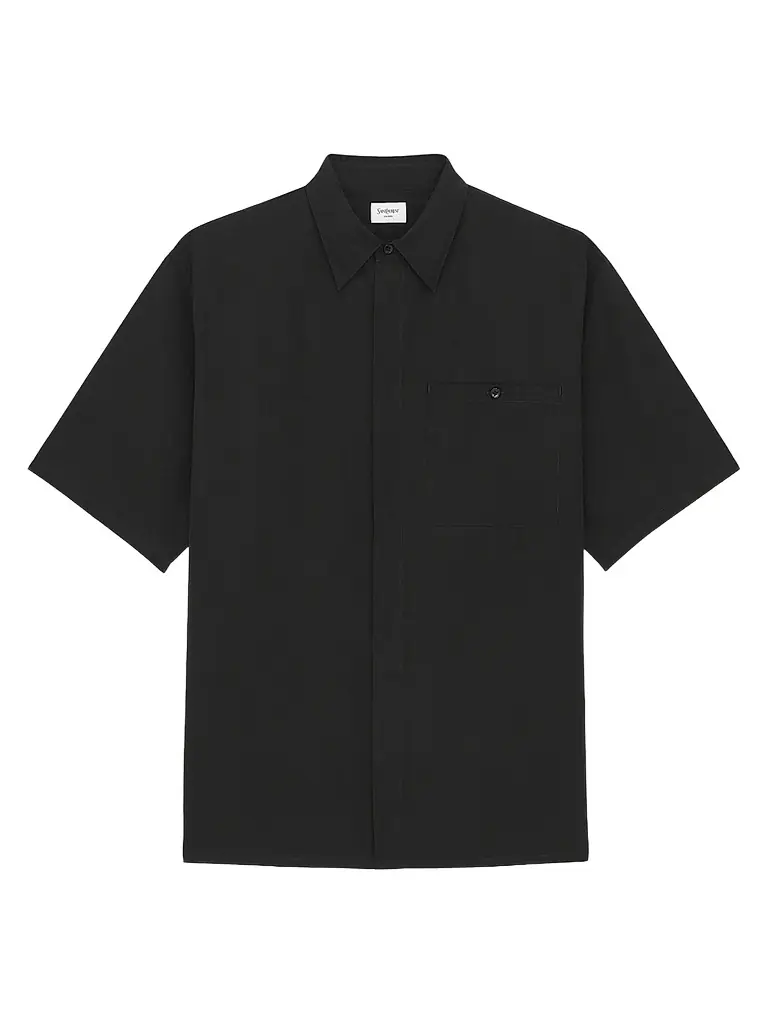 Saint Laurent Men's Pajama Shirt in Cotton Poplin - Noir