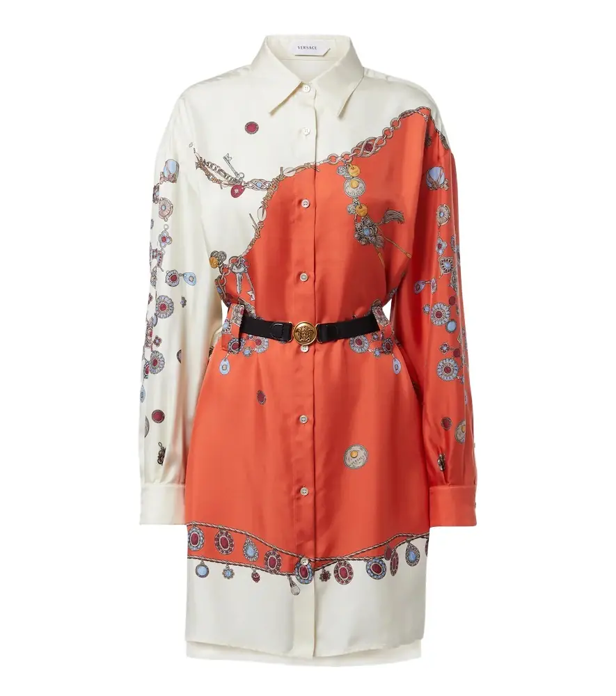 Versace Printed silk twill shirt dress - Women's Clothing