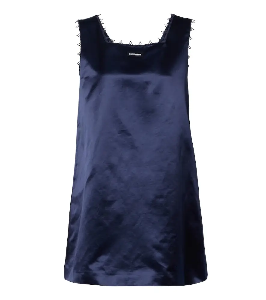 Miu Miu Embroidered cotton-blend satin minidress