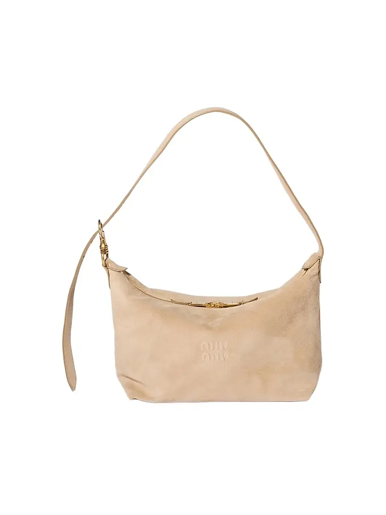 Miu Miu Women's Spirit Suede Shoulder Bag - Beige Khaki - Women's Bags