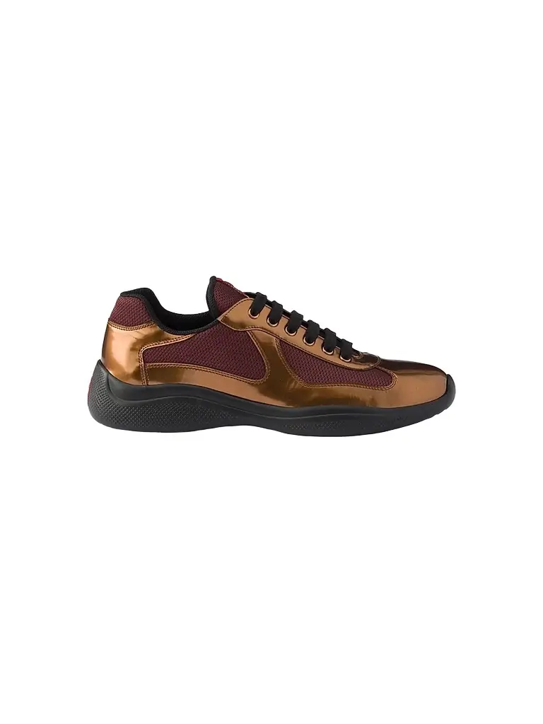 Prada Men's America's Cup Metallic Leather and Bike Fabric Sneakers - Bronze - Women's Clothing