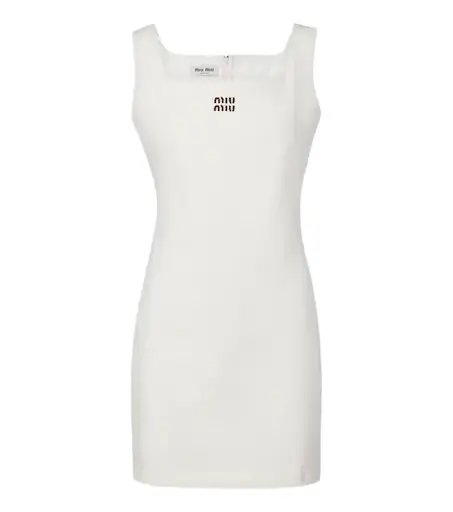Miu Miu Leather-trimmed cotton jersey minidress - Women's Clothing