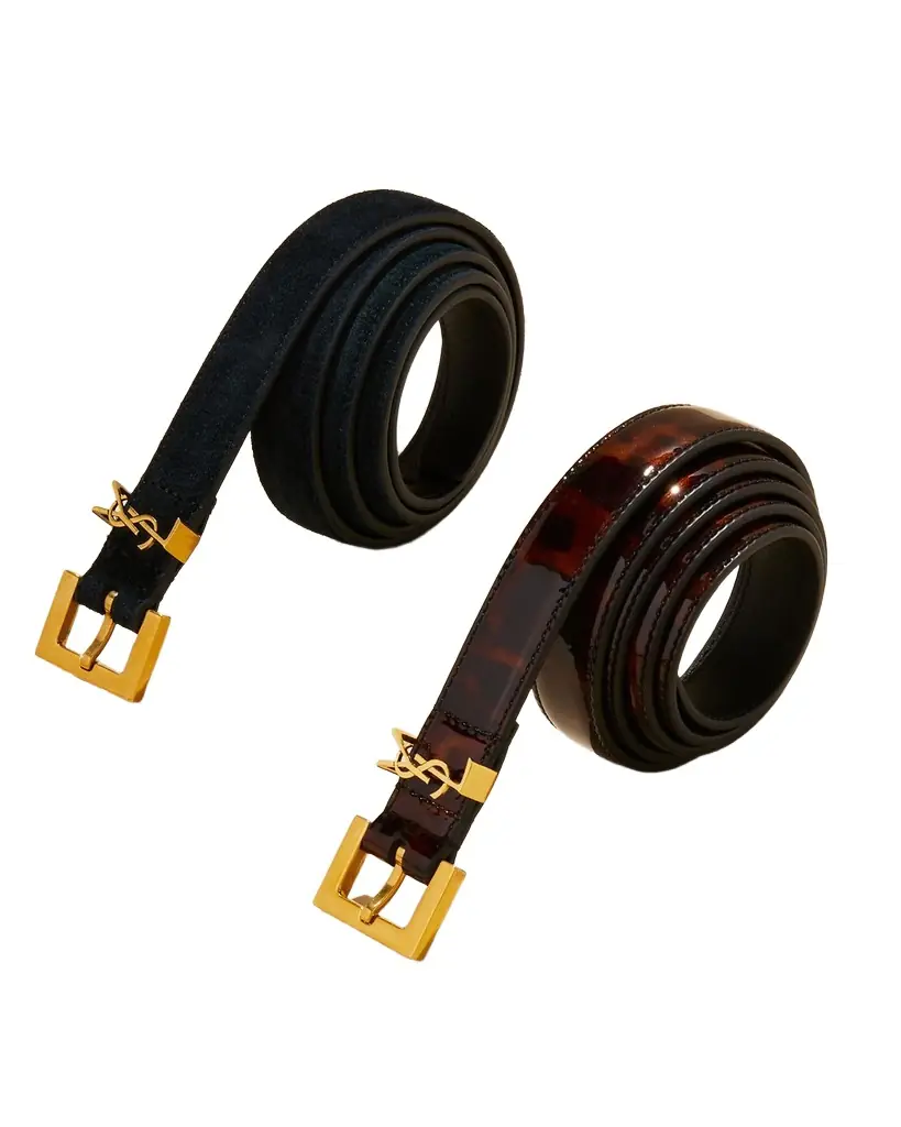 Saint Laurent YSL Monogram Leather Belt