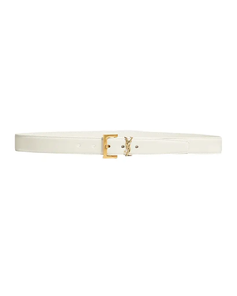 Saint Laurent Box Laque YSL Leather Belt - Women's Accessories