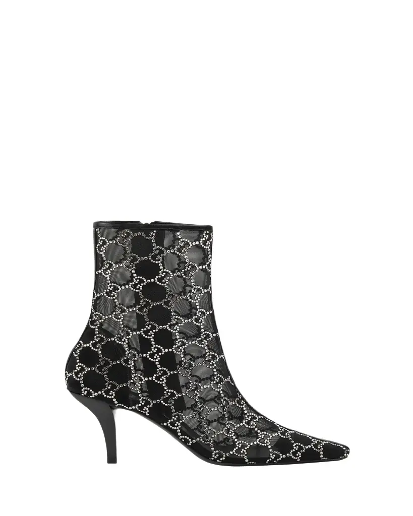 Gucci Demi Crystal Mesh Ankle Booties - Women's Clothing