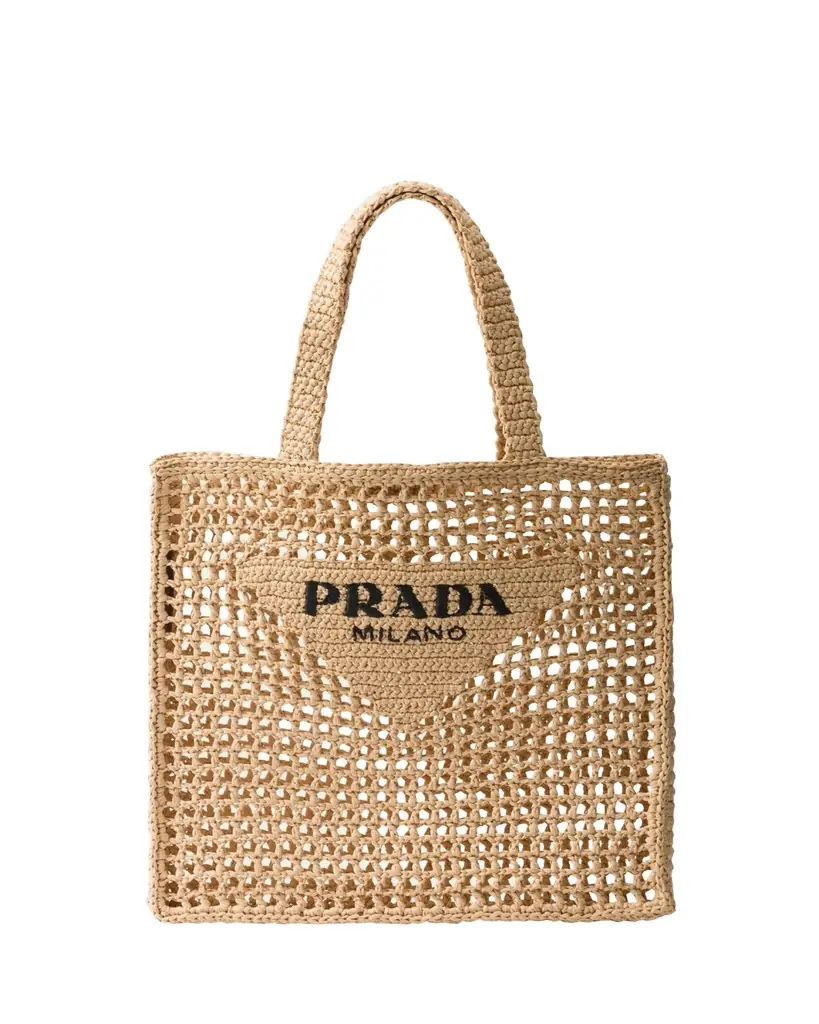 Prada Logo Crochet Tote Bag