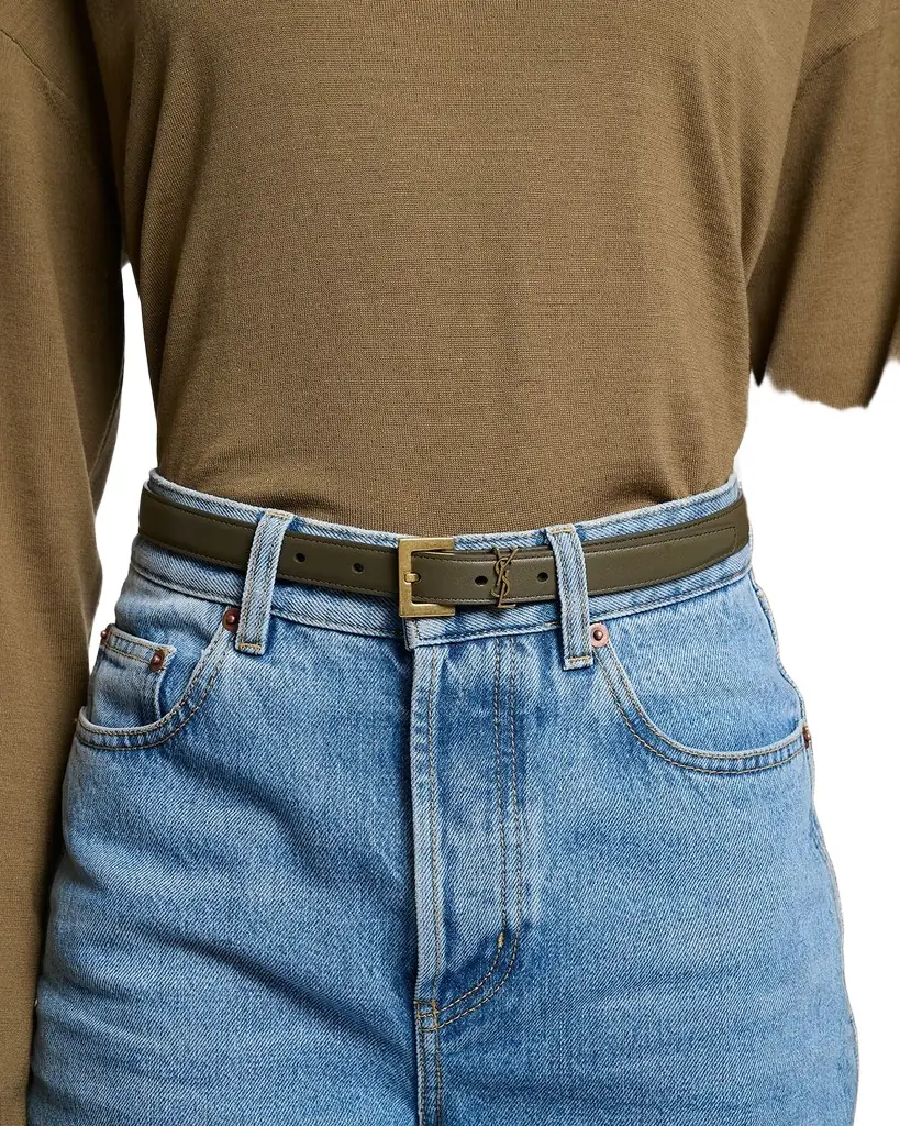 Saint Laurent YSL Monogram Leather Belt
