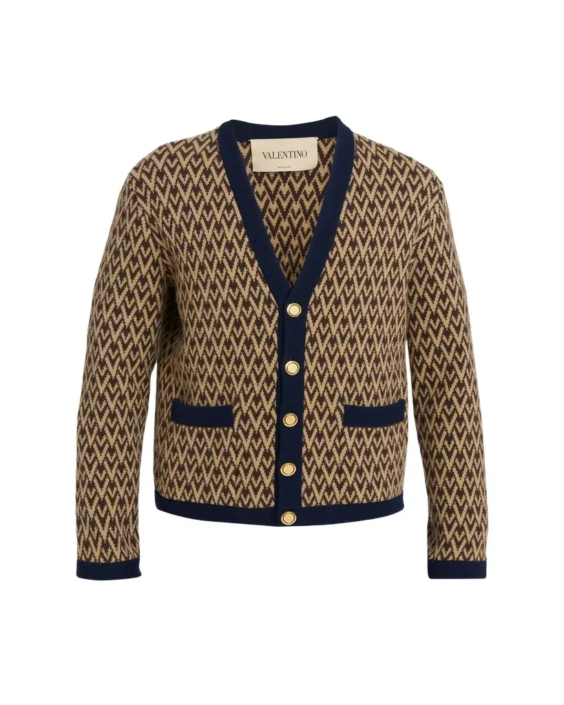 Valentino Garavani Men's Jacquard-Knit Wool Cardigan