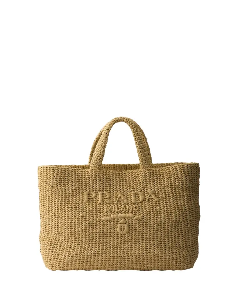 Prada Crochet Raffia Tote Bag