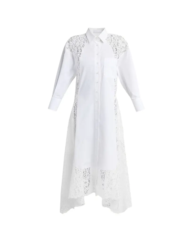 Stella McCartney Lace-Paneled Poplin Midi Shirtdress