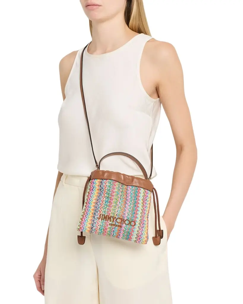 Jimmy Choo Logo Chevron Woven Drawstring Pouch - Women's Bags