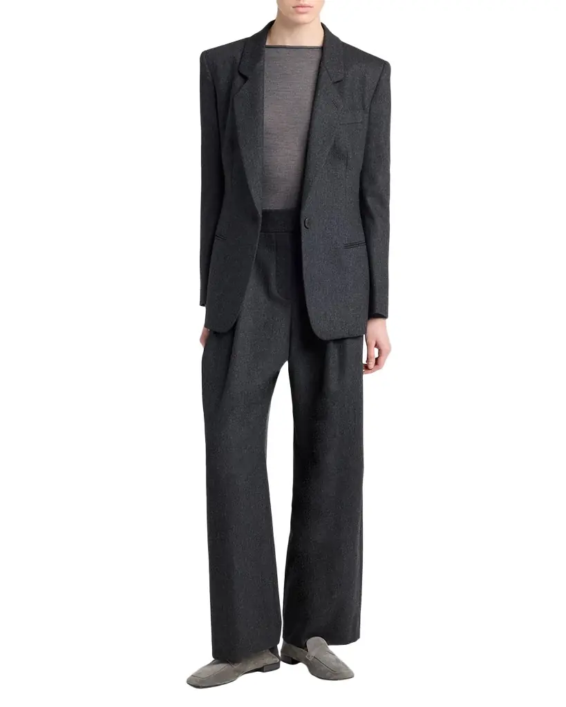 Giorgio Armani Wool-Cashmere Blazer with Strong Shoulders - Women's Clothing
