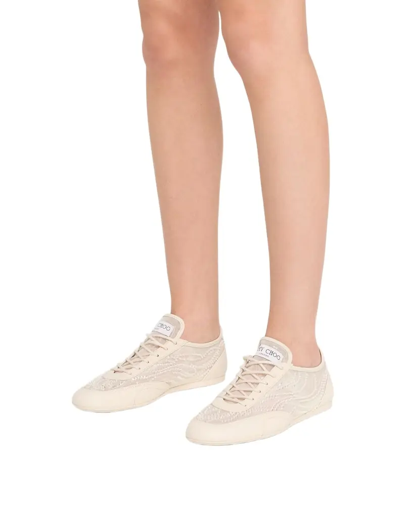 Jimmy Choo Sunny F Sequined Mesh & Leather Low-Top Sneakers - Women's Clothing