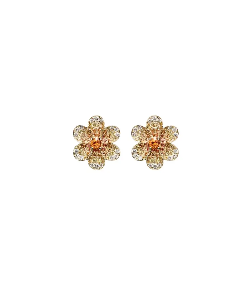 Yvonne Leon Yvonne Léon Daisy 9kt gold earrings with sapphires and diamonds - Women's Jewelry And Watches