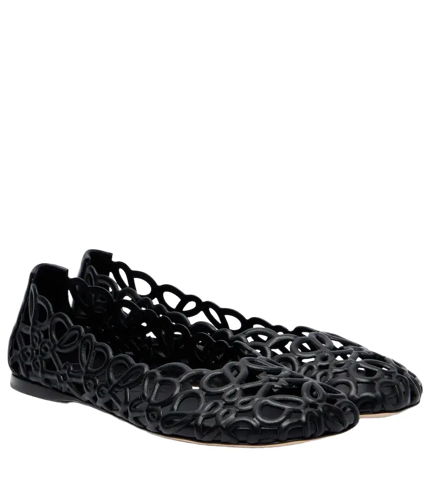 Loewe Petal Anagram leather ballet flats - Women's Shoes