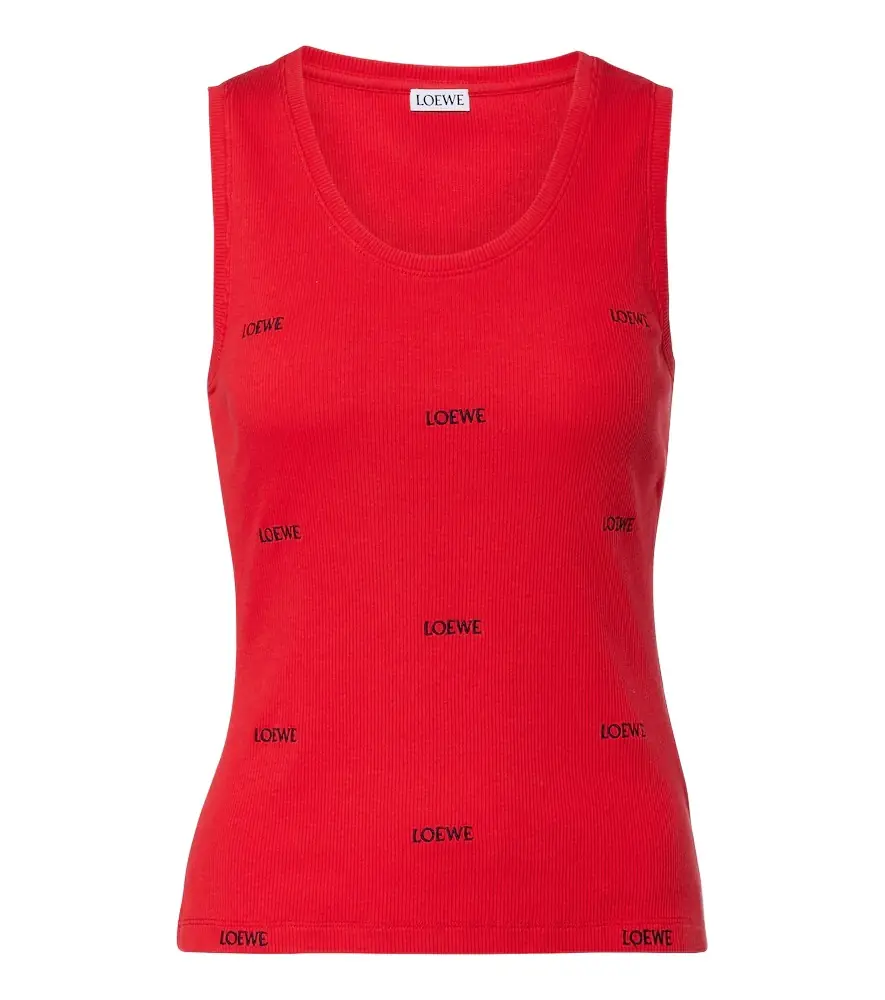 Loewe Logo ribbed-knit cotton-blend tank top