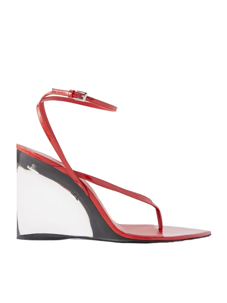 Alaïa Tong 90 patent-leather wedge sandals