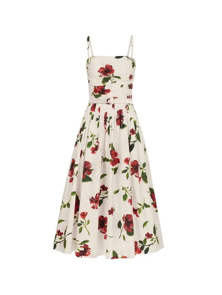 Oscar de la Renta Hibiscus Cotton Poplin Dress - Women's Clothing