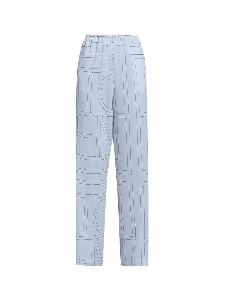 Toteme Women's Monogram Cotton-Blend Pajama Pants - Sky - Women's Clothing