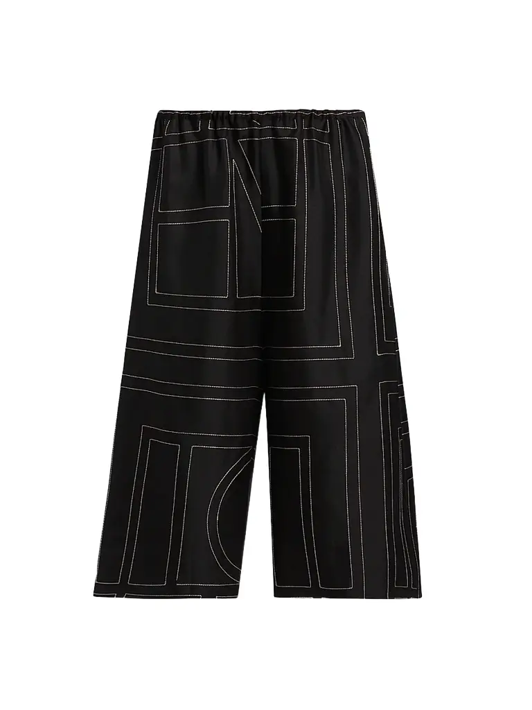 Toteme Women's Monogram Silk Pajama-Style Culottes - Black - Women's Clothing