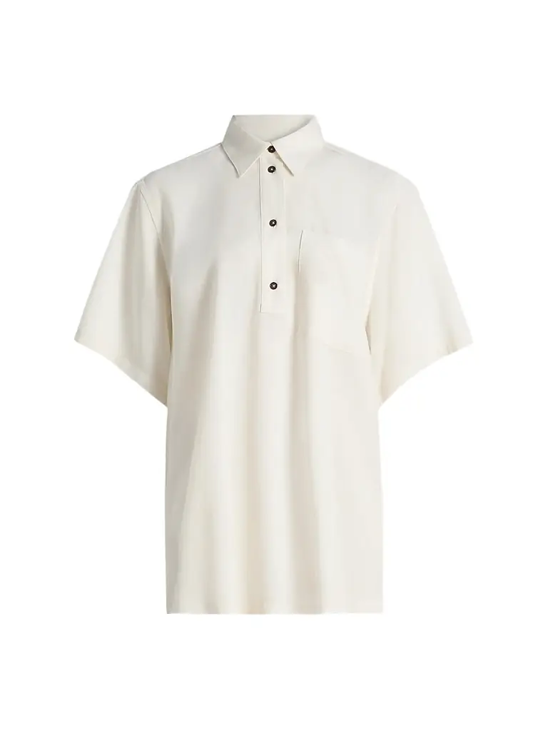 Toteme Women's Fluid Polo Shirt - Ecru - Women's Clothing