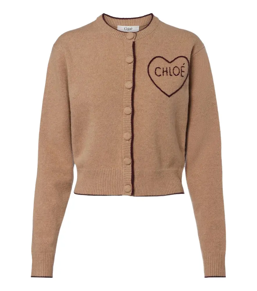 Chloe Chloé Logo wool and cashmere cardigan