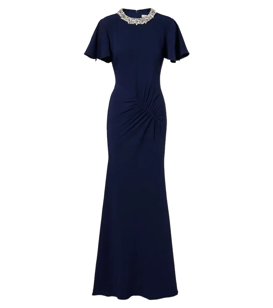 Roland Mouret Crystal-embellished gathered gown