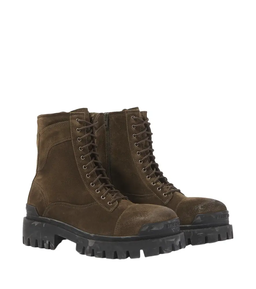 Balenciaga Strike suede combat boots