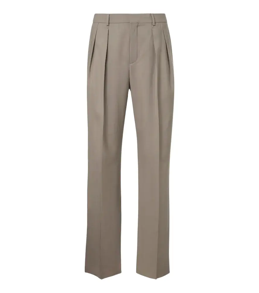 Saint Laurent Pleated wool and mohair straight pants - Women's Clothing