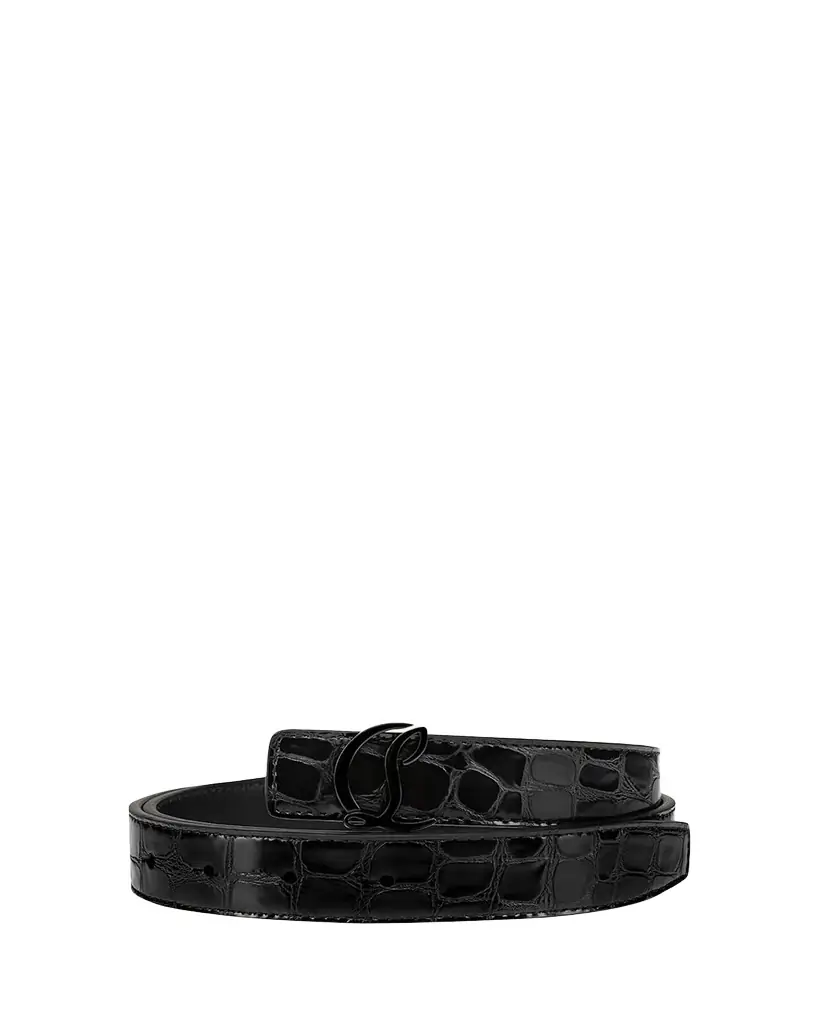 Christian Louboutin CL Logo Belt 25MM in Alligator Embossed Leather - Women's Accessories