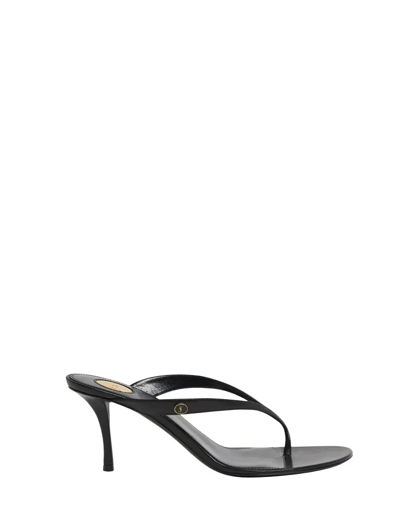 Saint Laurent 75mm Sue Leather Thong Mules - Women's Clothing