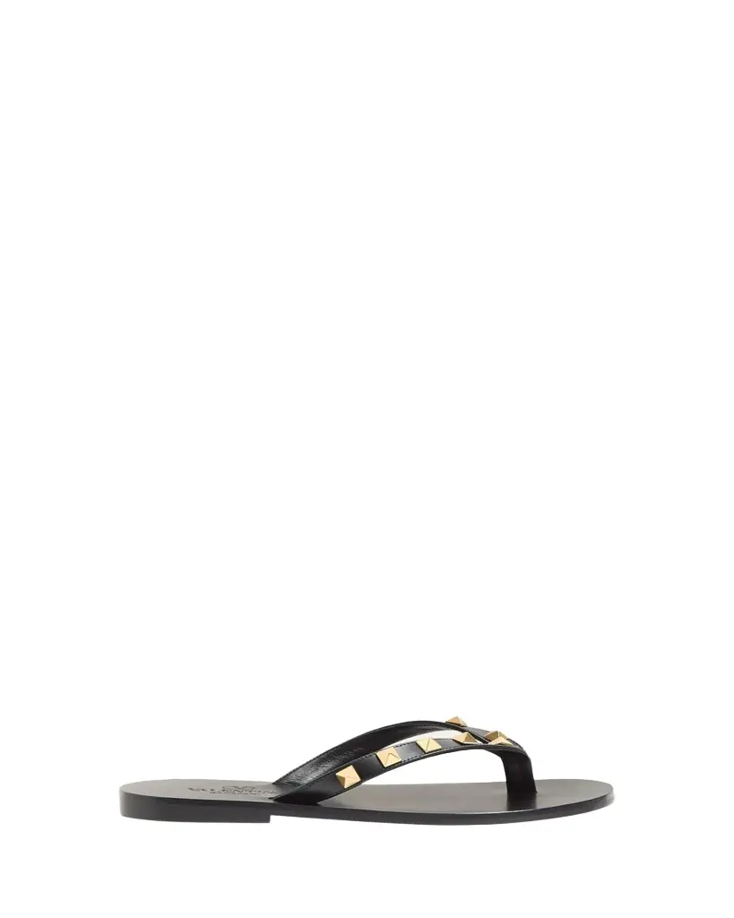 Valentino Garavani Rockstud Leather Flat Thong Sandals - Women's Clothing