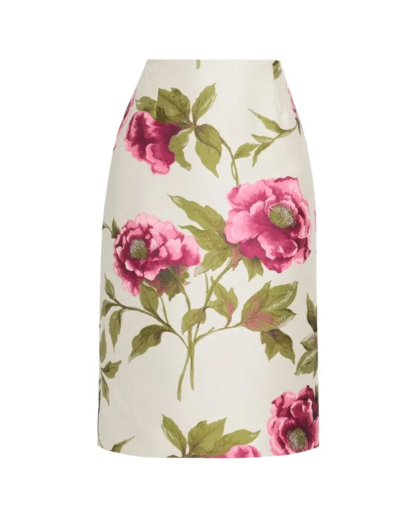 Carolina Herrera Floral Jacquard Midi Pencil Skirt - Women's Clothing