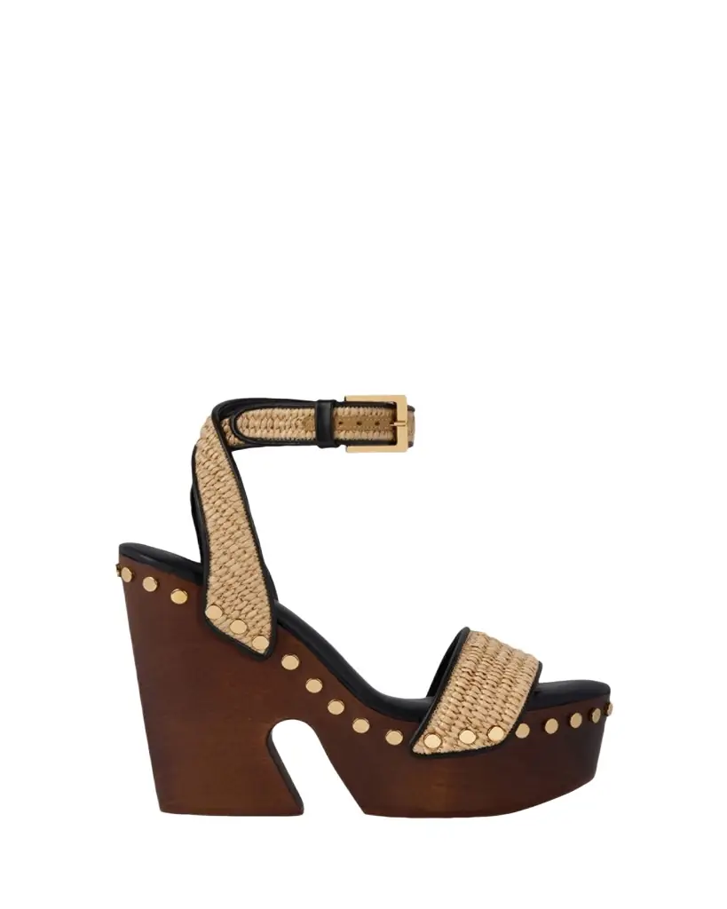 Givenchy Clog Raffia-Effect Platform Sandals with Studs Detail - Women's Clothing