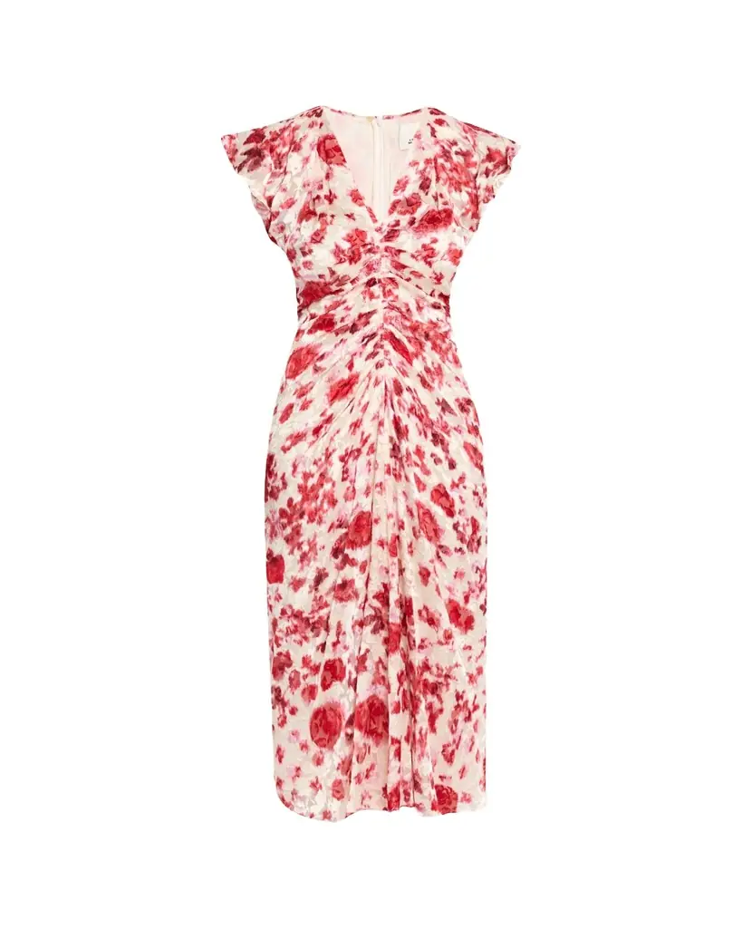 Isabel Marant Lyndsay Floral Burnout Flutter-Sleeve Midi Dress - Women's Clothing