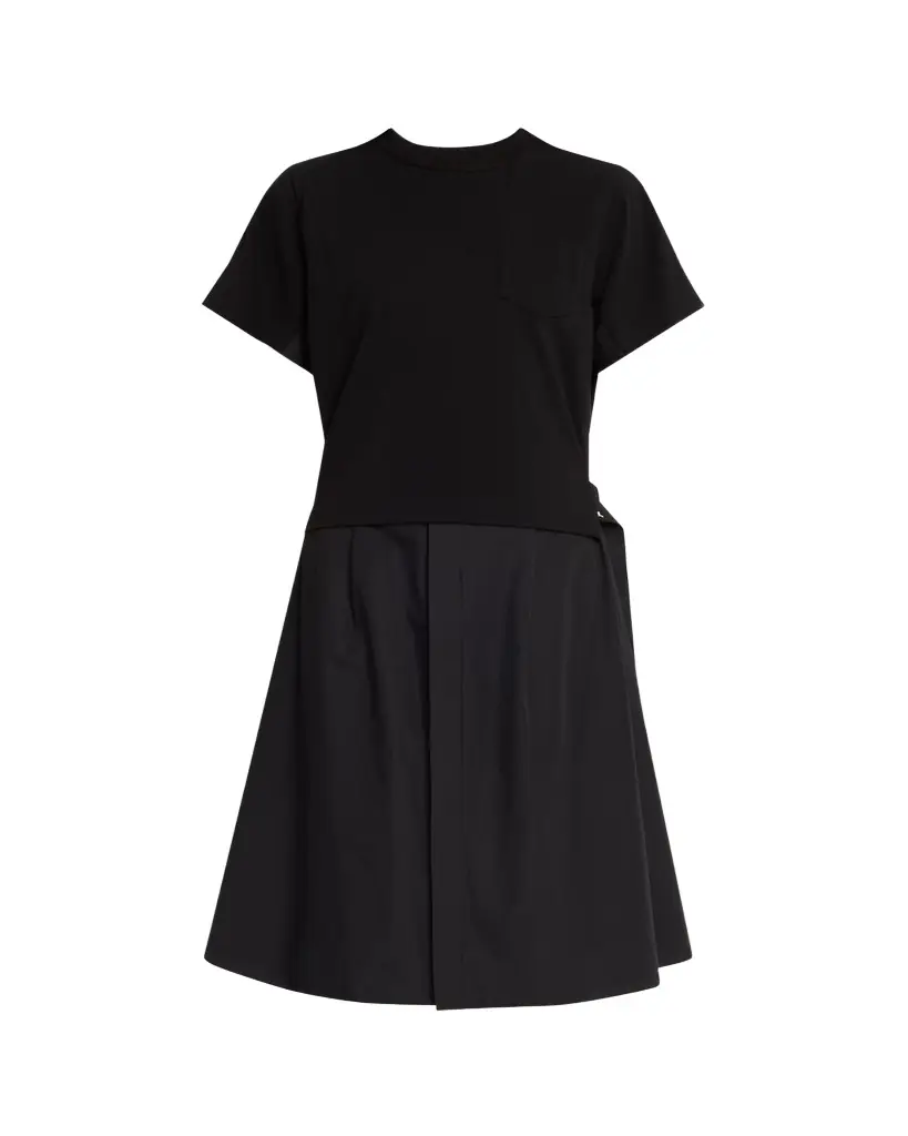 SACAI Cotton Poplin x Knit Shirtdress