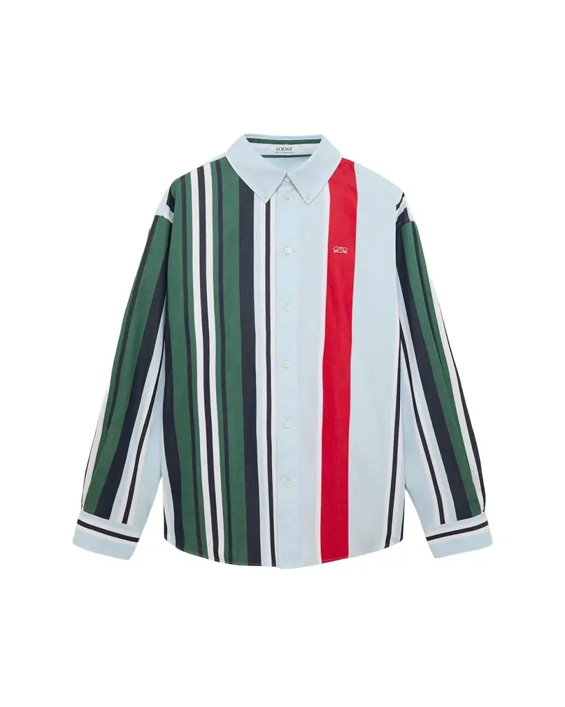 Loewe Men's Variegated Stripe Twill Button-Down Shirt