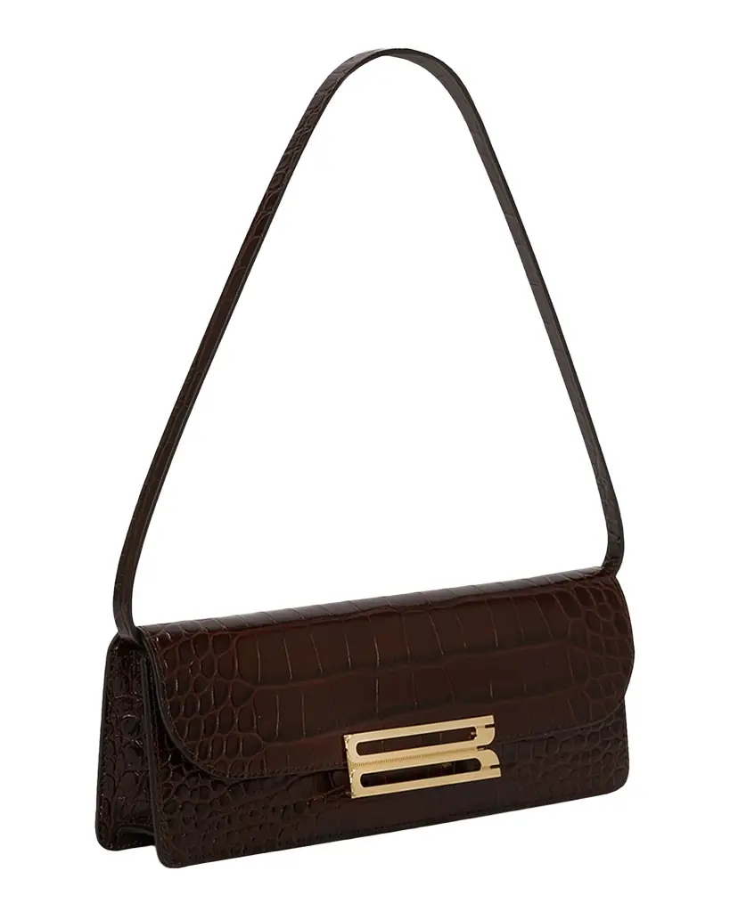 Victoria Beckham Dorian B-Buckle Embossed Leather Shoulder Bag - Women's Bags