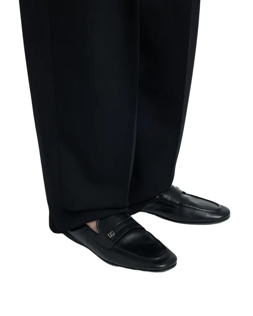 Dolce & Gabbana Men 's Leather DG-Logo Elastic Penny Loafers